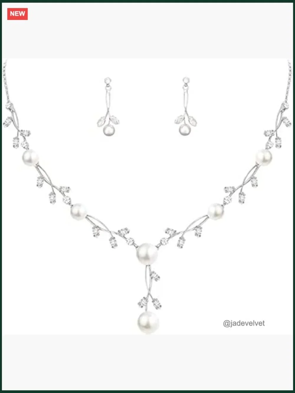 Austrian Crystal Pearl Floral Necklace & Earring Set